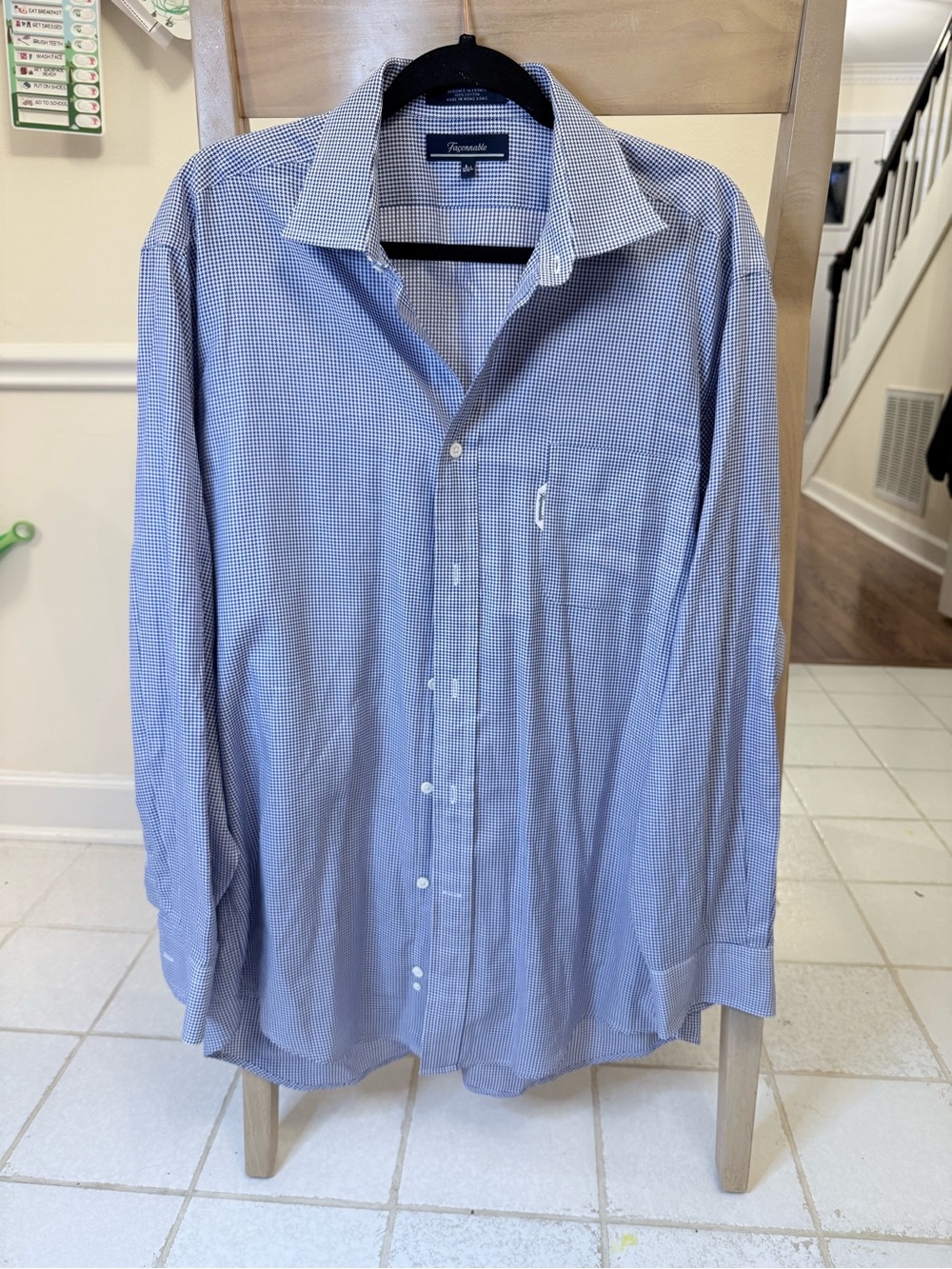 Faconnable Light Blue Micro-Check Dress Shirt